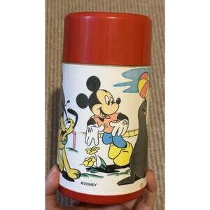 Disney Plastic thermos Aladdin Red Lid Mickey Pluto 8 oz cup No. 112 city zoo
